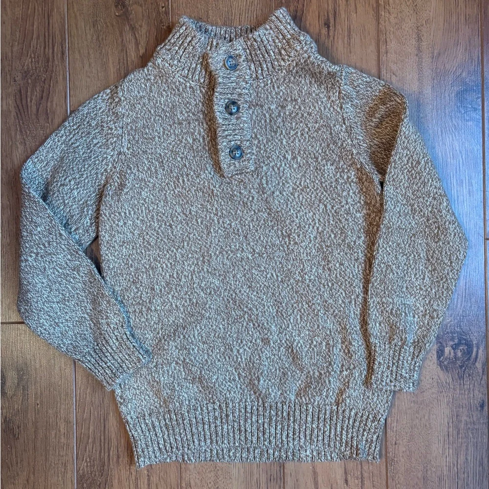 Carter's Boys Quarter Button Sweater. Tan/Brown Size 6